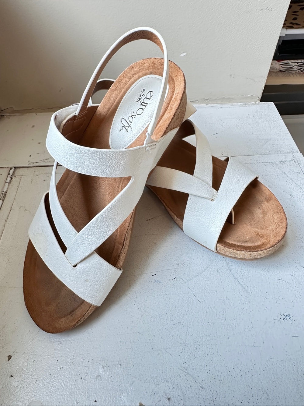 White Leather Slingback Sandals